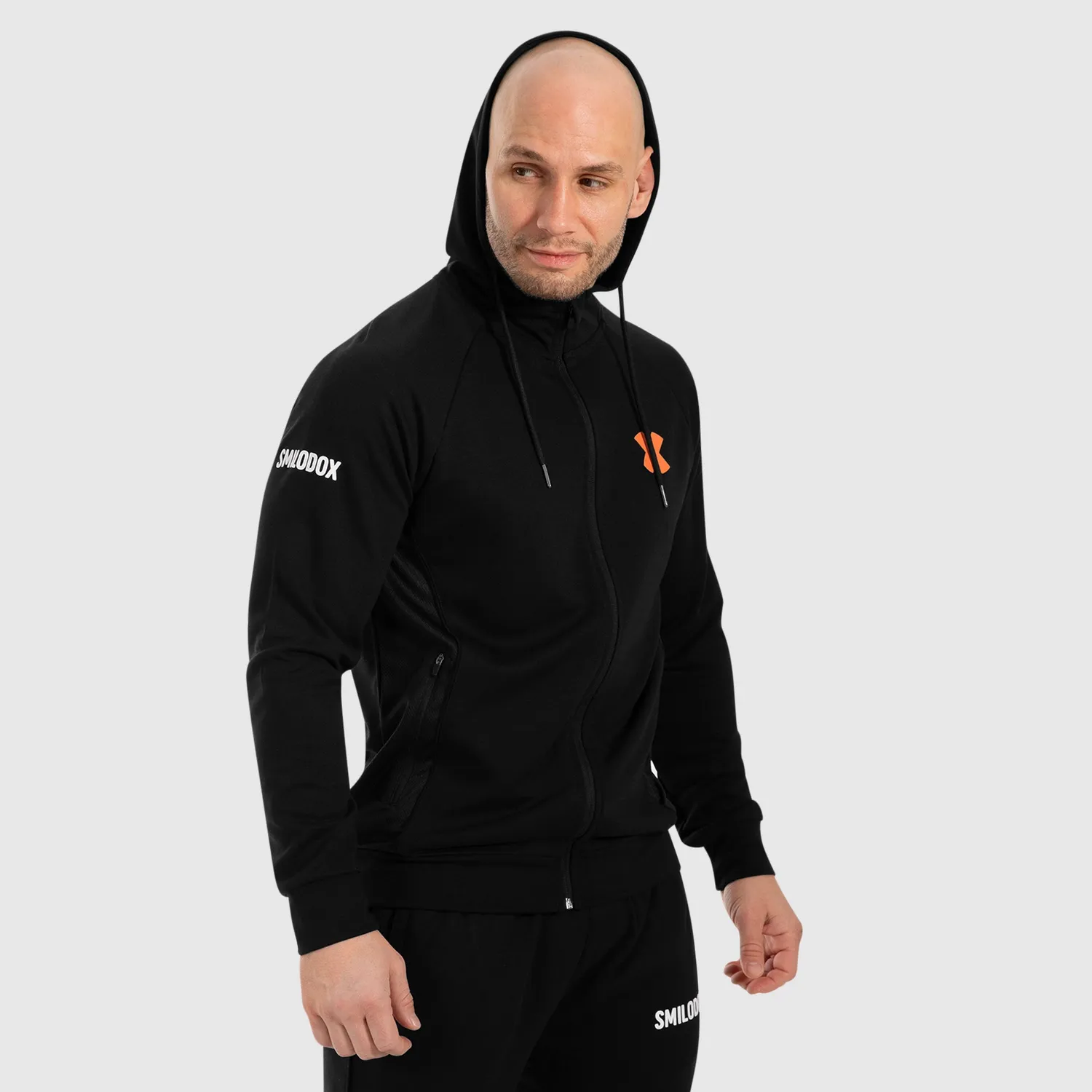 Smilodox Sommer Zip Hoodie Herren Schwarz Slim Fit