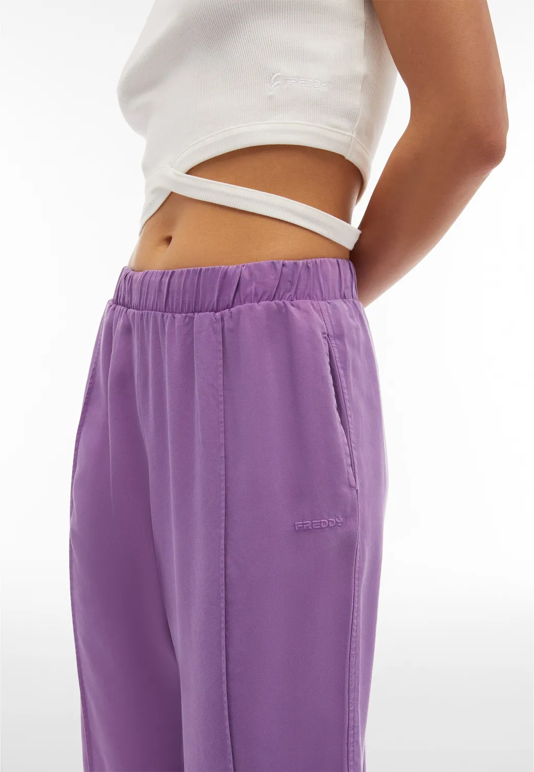 Freddy Twill Lyocell Hose Damen dunkelblau Bügelfalte