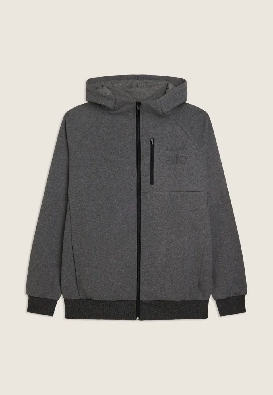Freddy Elite Full-Zip Kapuze Hoodie Herren Grau Baumwolle