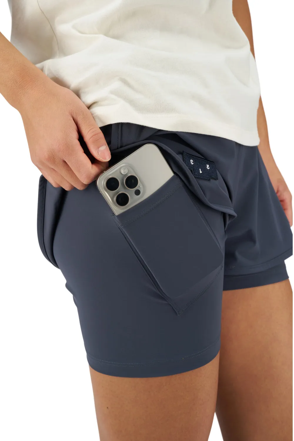 UNNA Flow Shorts 3" W Shorts Blue Grey ECONYL