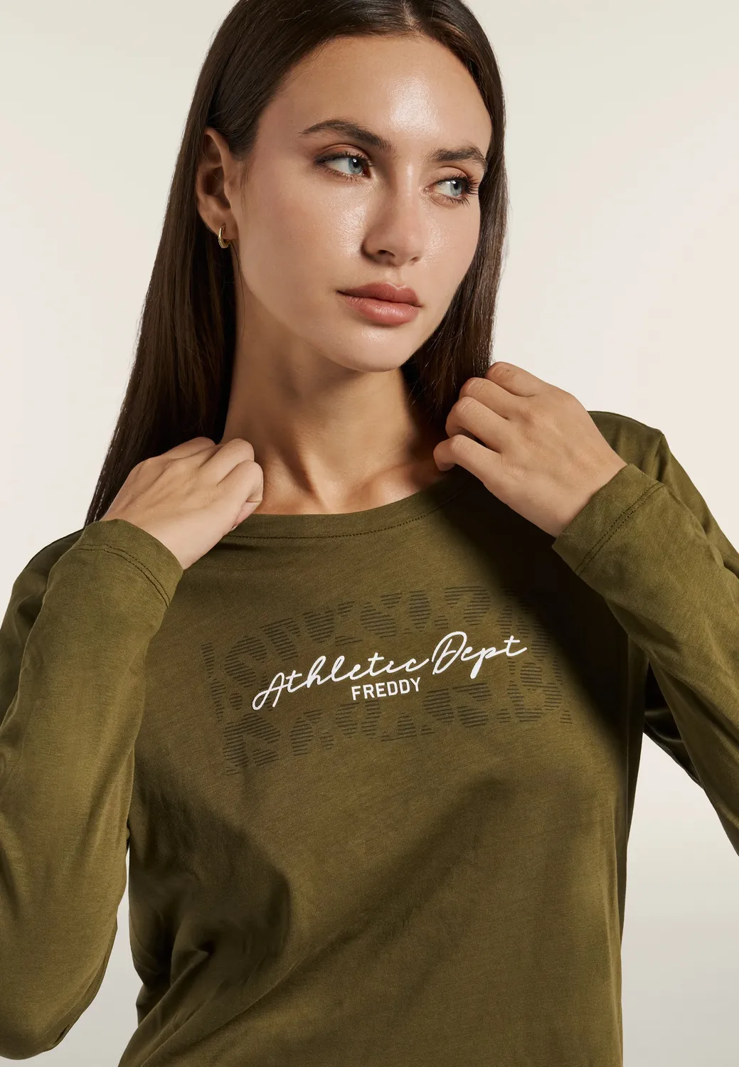 Freddy Langarmshirt Damen Fig mit Schlitz Baumwolle
