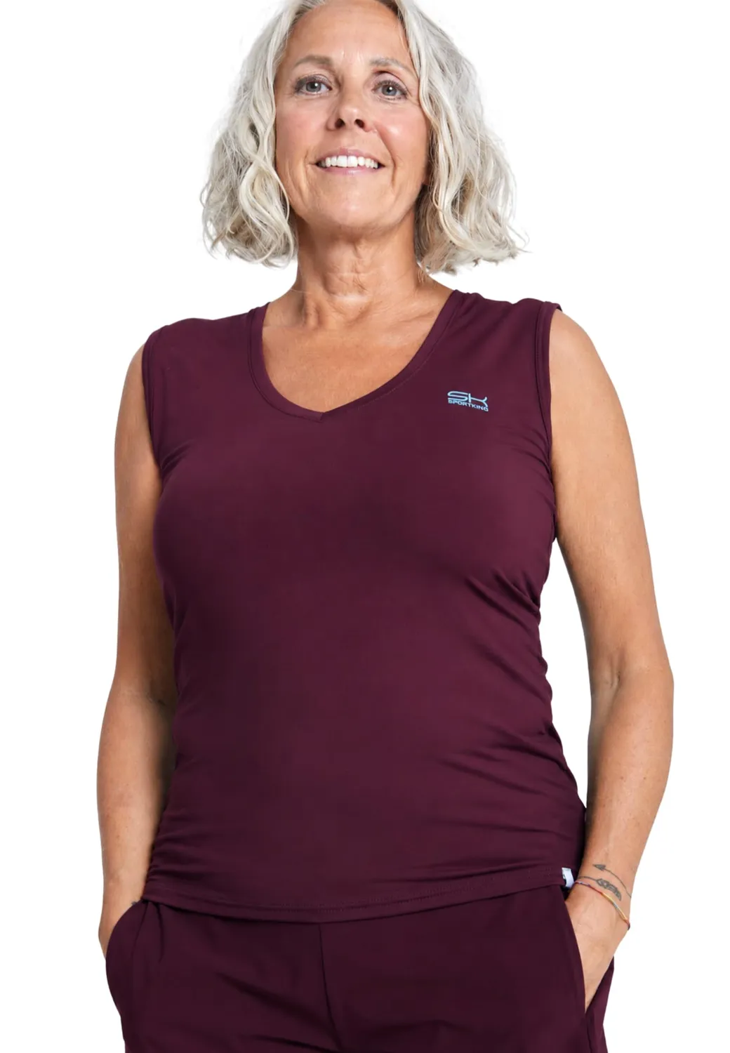 SPORTKIND Loose Fit Tanktop V-Neck Damen Top UV50+