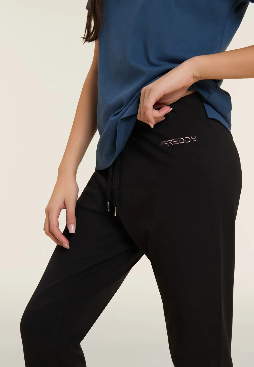 Freddy Sporthose Regular Fit Baumwolle Dunkelblau