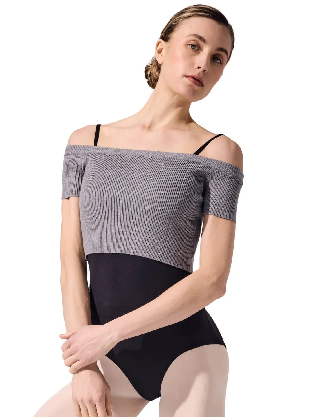 Capezio 11383W Cropped Pullover Schwarz schulterfrei