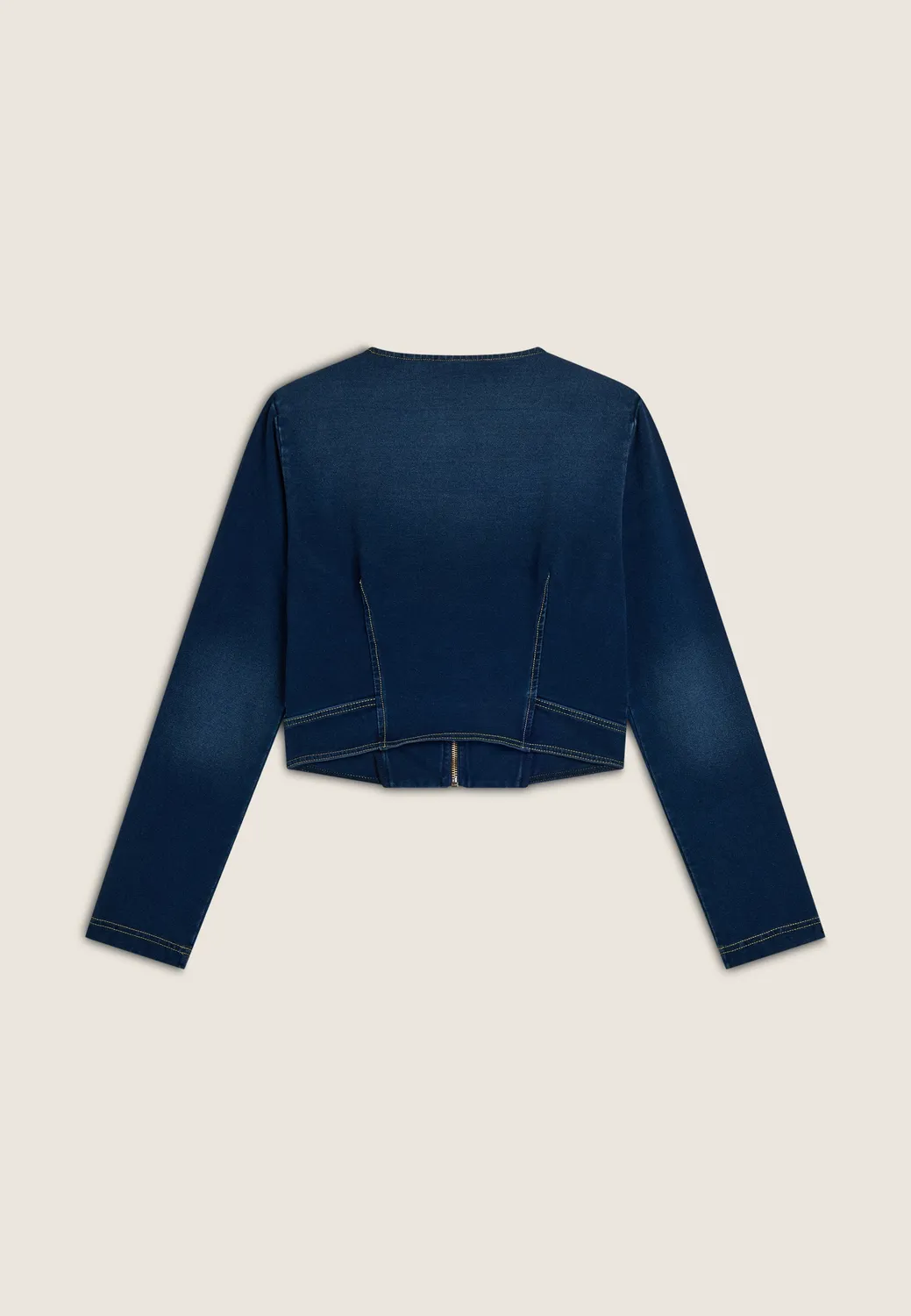 Freddy Jersey-Jacke Damen Indigo Kurz mit Zip Denim
