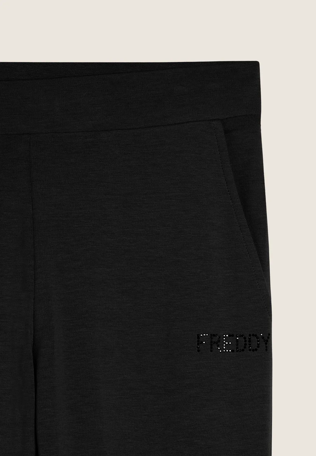 Freddy Cropped Sporthose Schwarz Strass French Terry