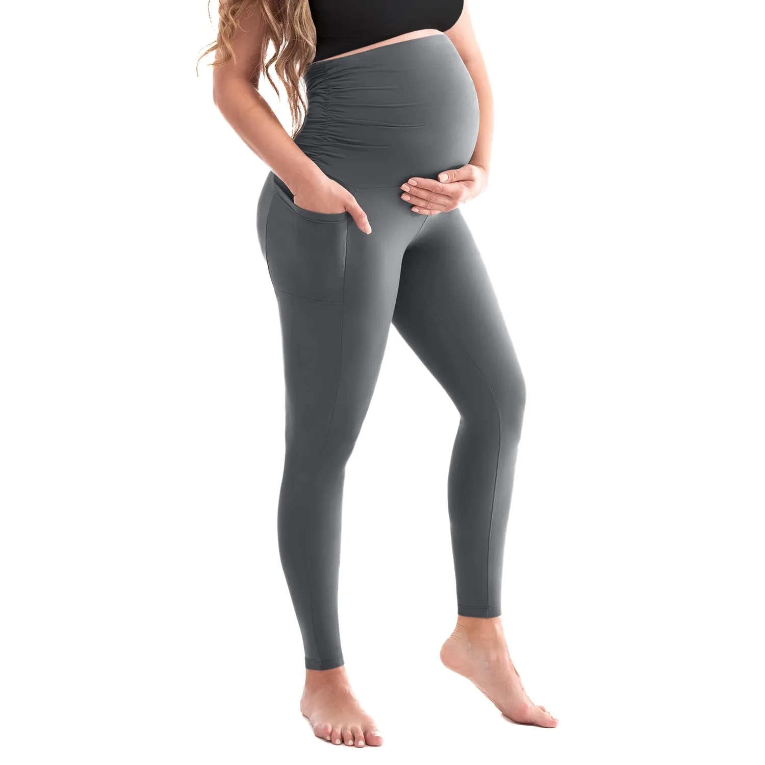 SINOPHANT Umstandsleggings Damen Braun S mit Taschen