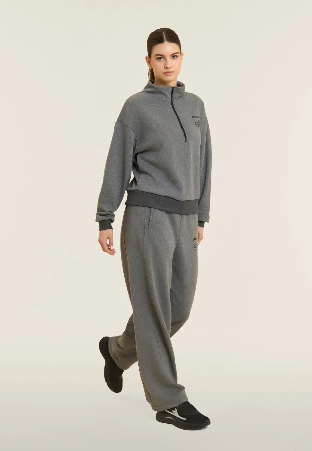 Freddy Elite Sweatshirt Damen Grau mit Half-Zip