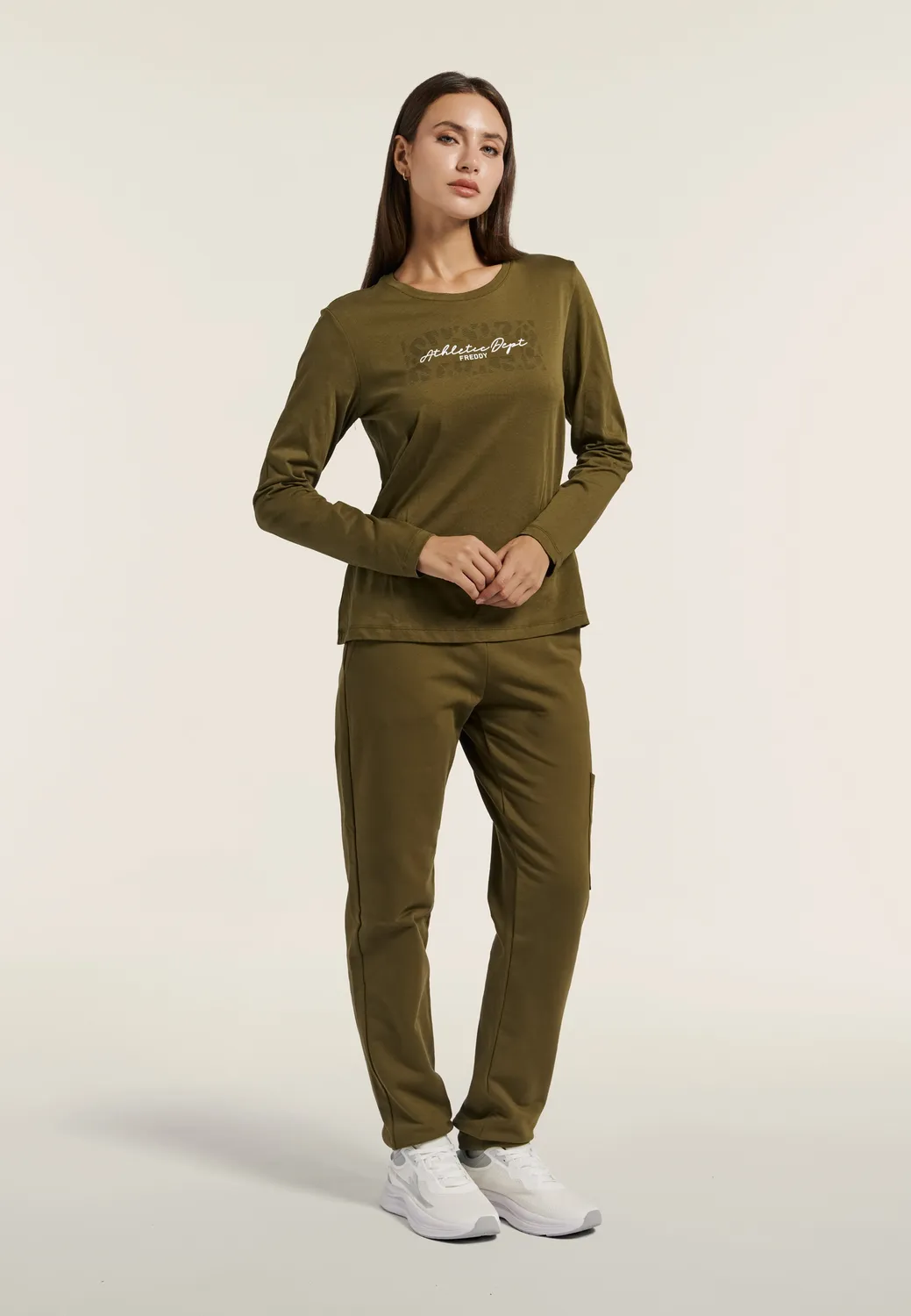 Freddy Langarmshirt Damen Fig mit Schlitz Baumwolle