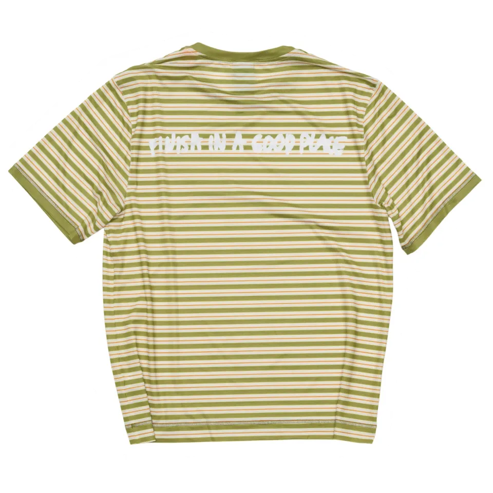 UNNA Wavy Tee Striped T-Shirt Sage Stripe Polyester