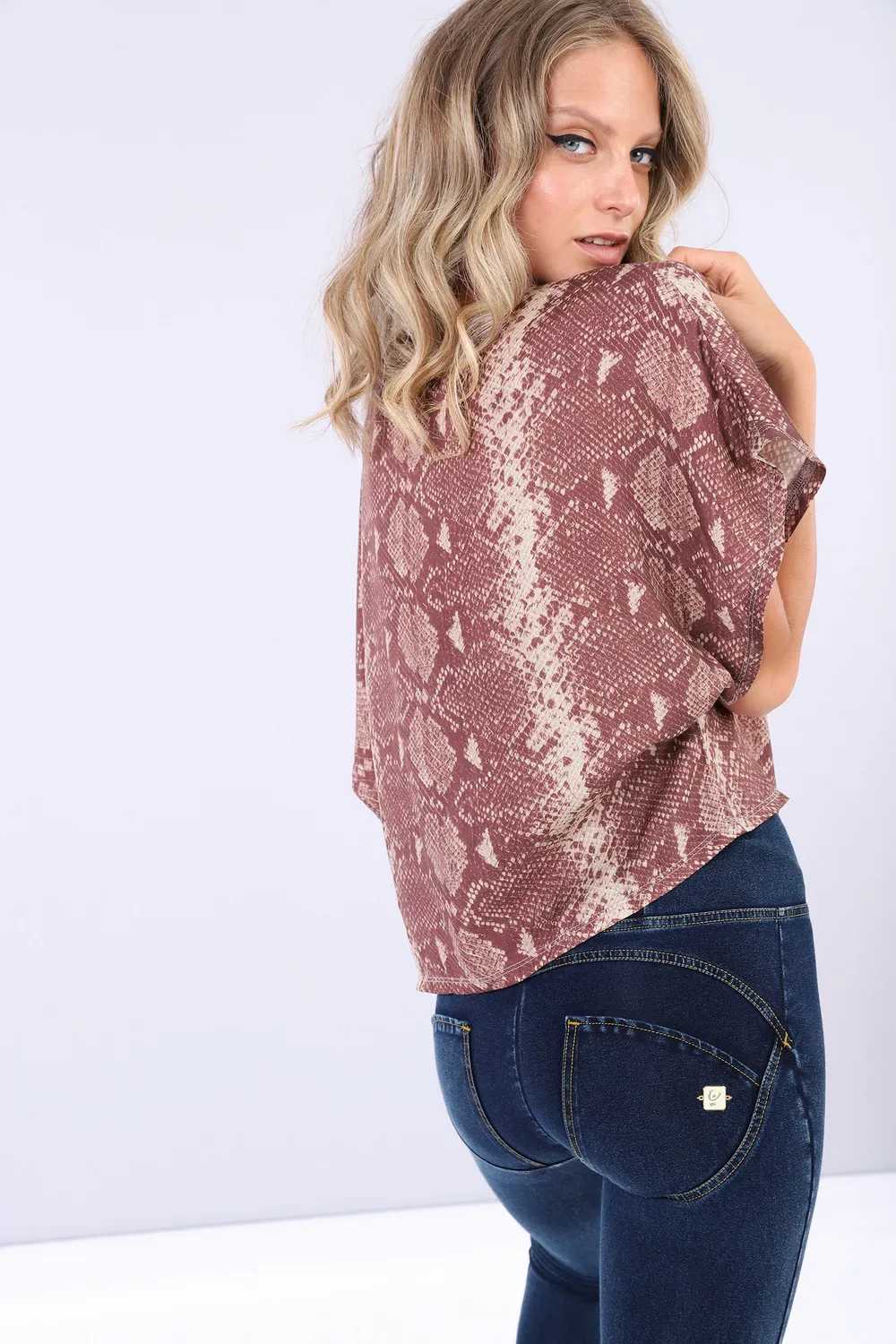 Freddy Reptile Top Damen bordeaux weit
