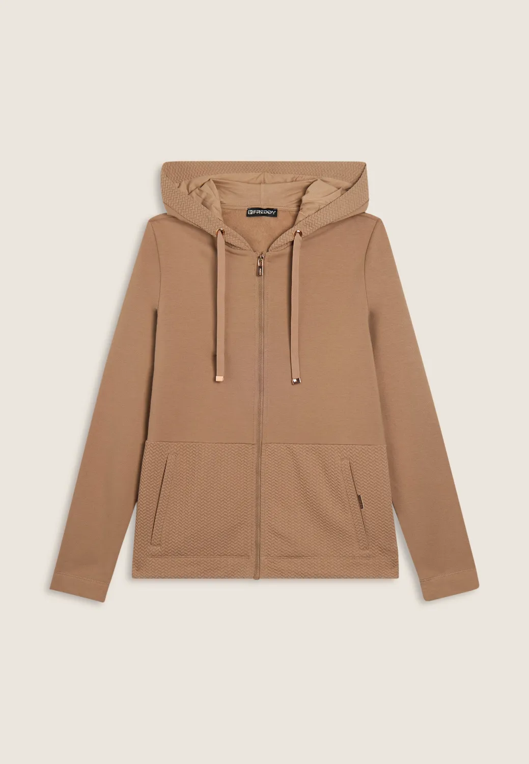 Freddy Damen Hoodie Modal schwarz mit Zopf-Insert