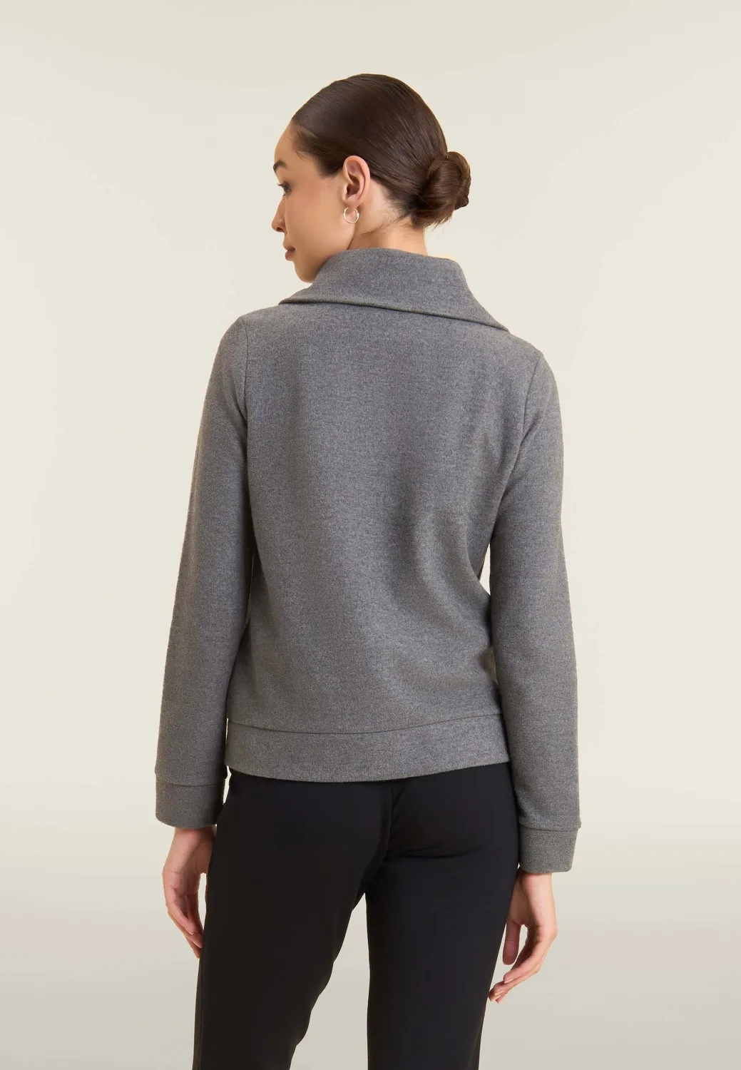 Freddy Damen Sweatjacke Full-Zip Grau Meliert warm