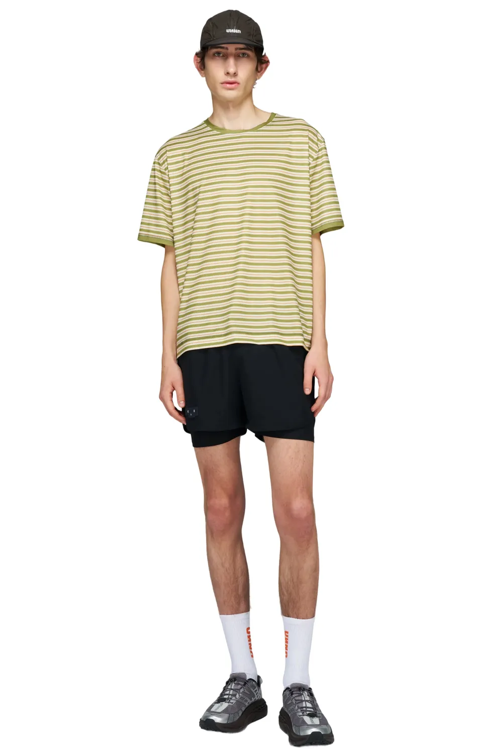 UNNA Wavy Tee Striped T-Shirt Sage Stripe Polyester