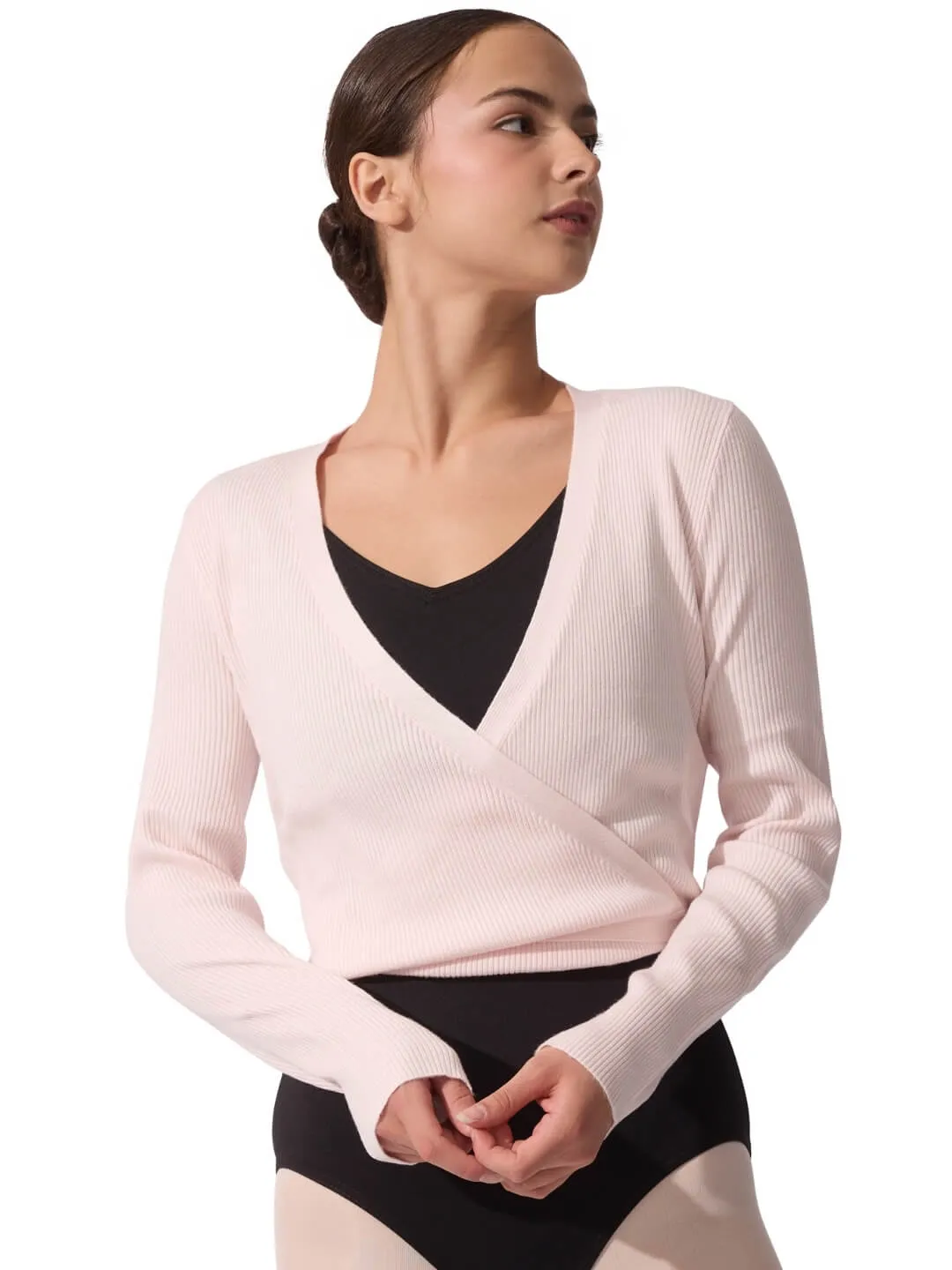 Capezio 11381W Wickelpullover Strick Pink gerippt