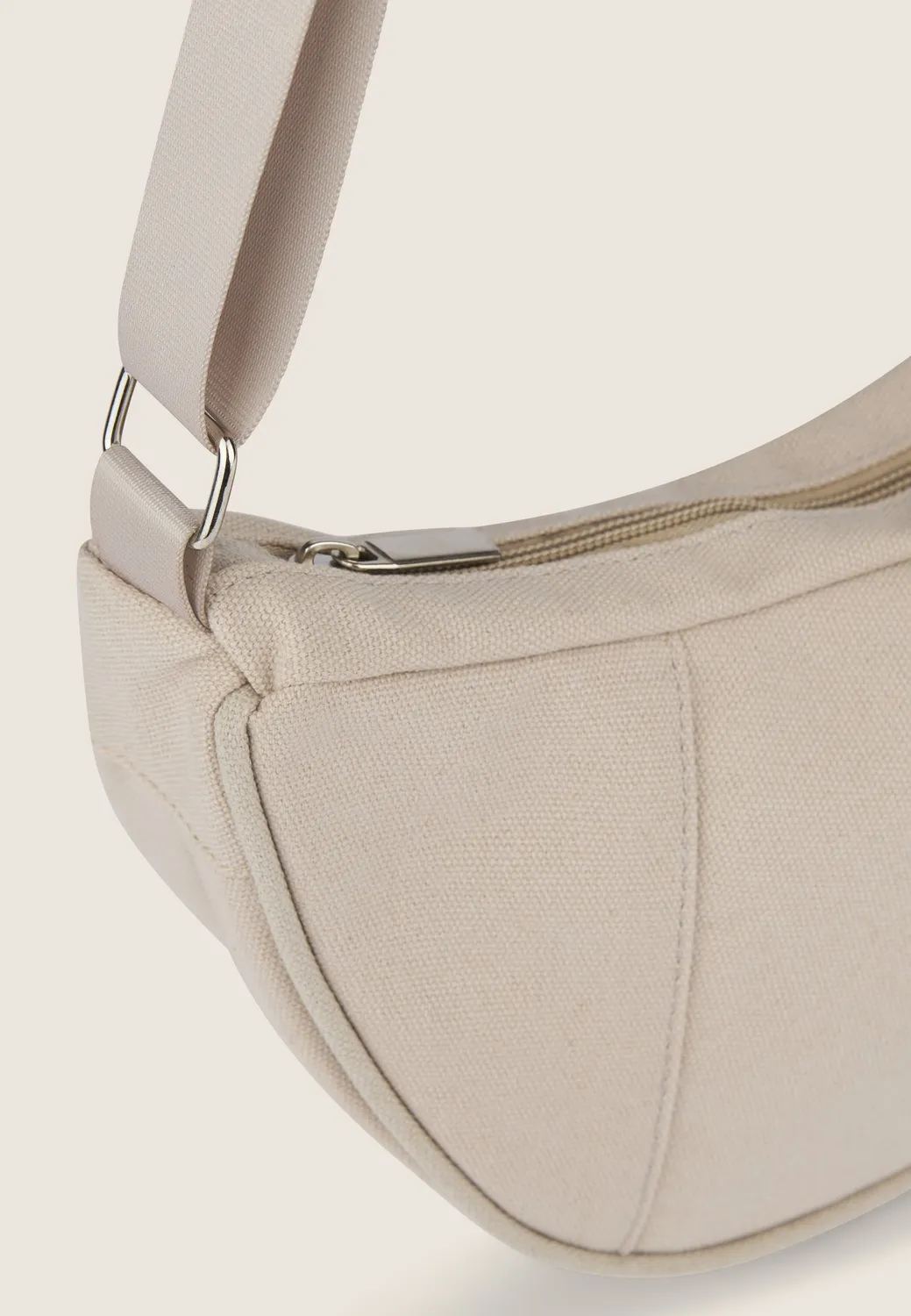 Freddy Schultertasche Canvas Halbmond Aloe Reissverschluss
