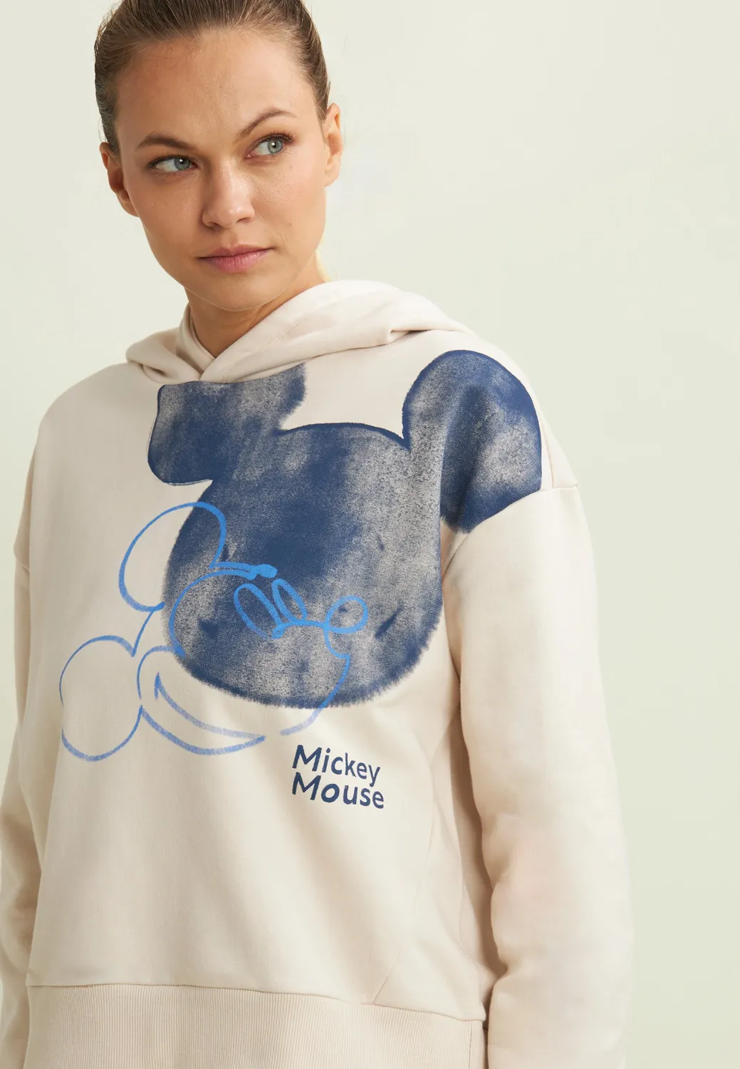 Freddy Mickey Mouse Hoodie Damen grau Acid Wash