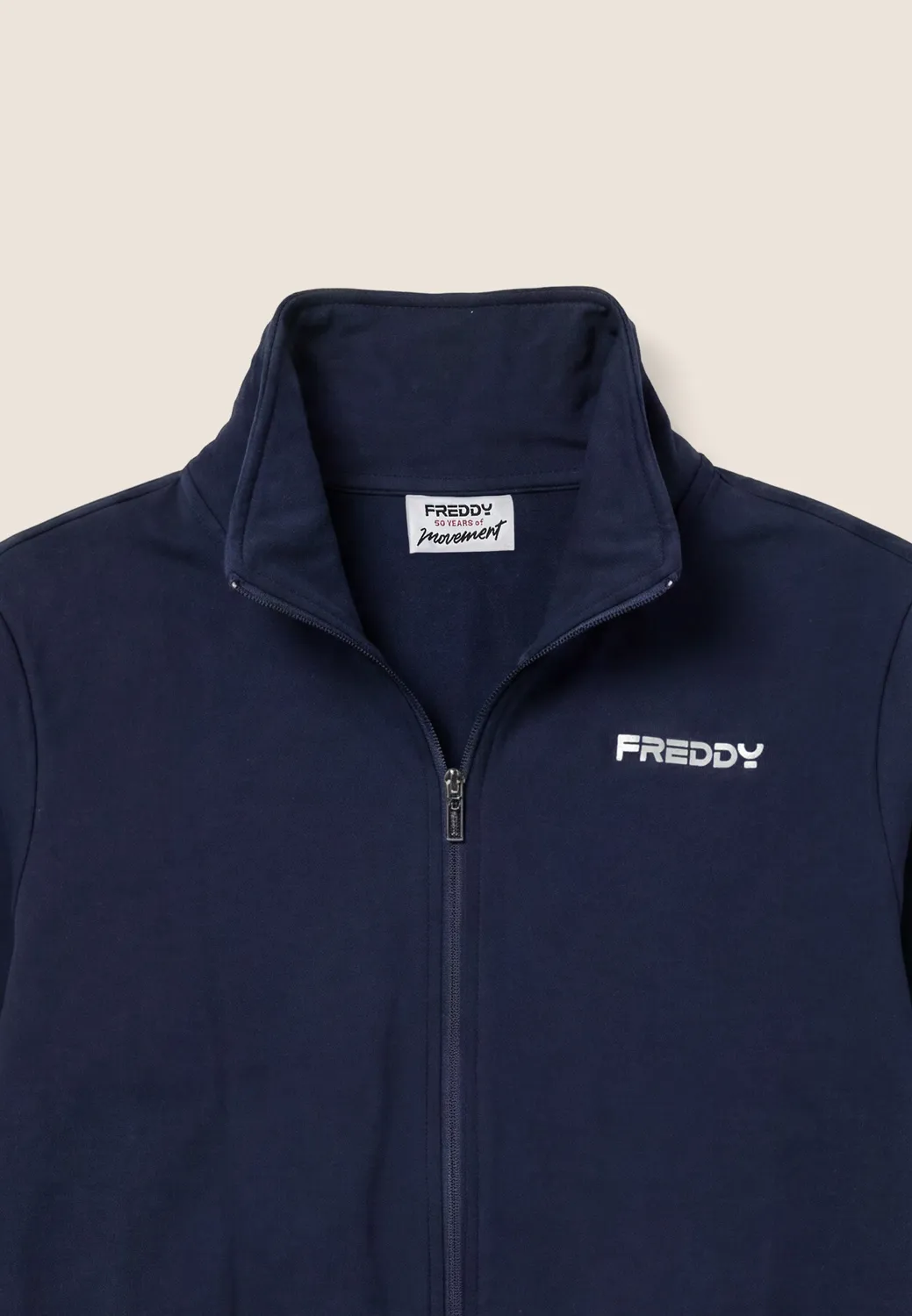 Freddy Sweatjacke Damen Navy Cropped Stehkragen