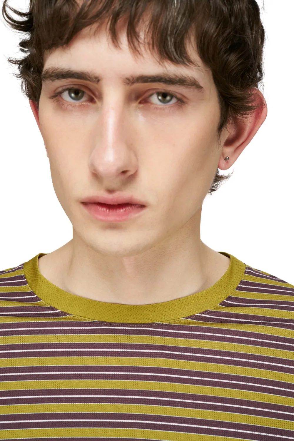 UNNA Striped LS Laufshirt Mud Gold langarm recycelt