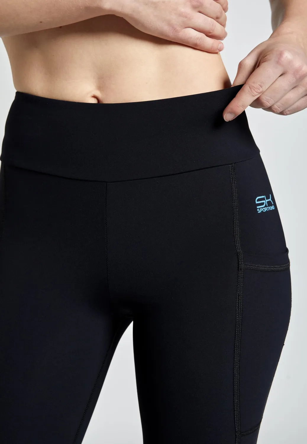 Sportkind High Waist Fitness Leggings mit Taschen XL blickdicht