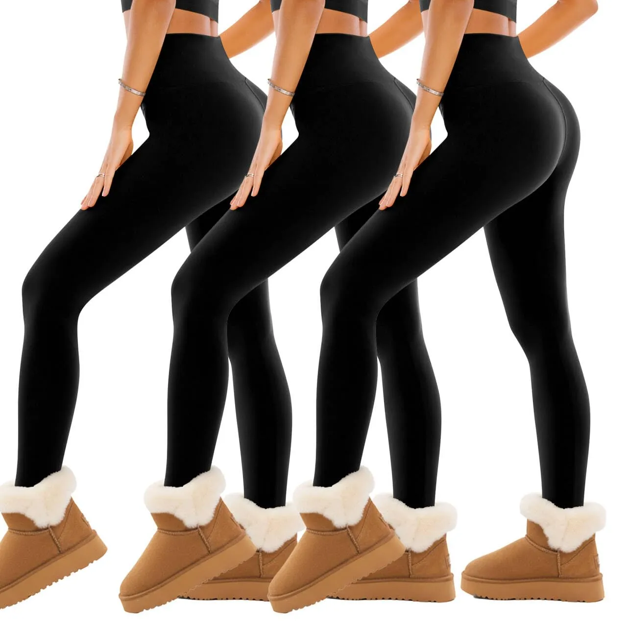 SINOPHANT Thermo Leggings Damen Schwarz Fleece blickdicht