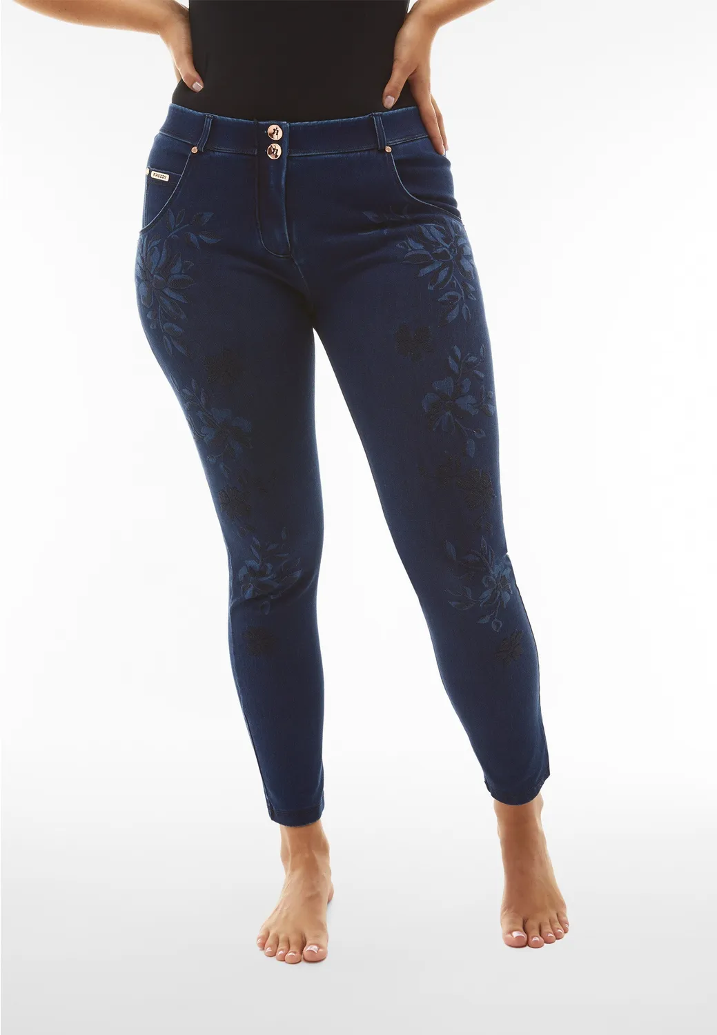 Freddy WR.UP 7/8 Skinny Jeans Blumen Dark Denim