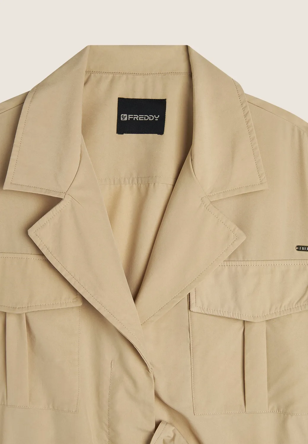 Freddy Trenchcoat Damen ärmellos Schwarz mit Gürtel