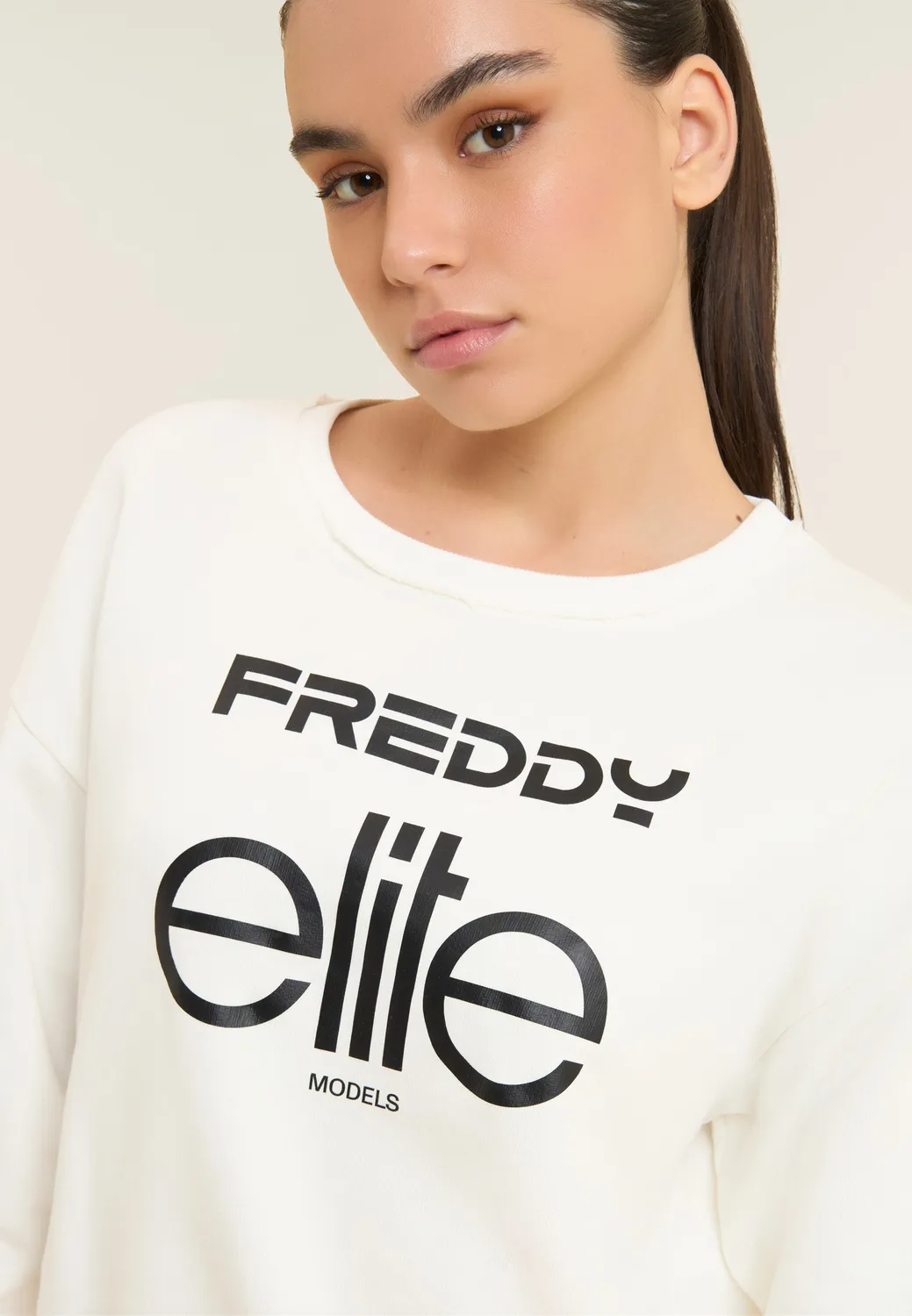 Freddy Elite Cropped Sweatshirt Crystal Gray Baumwolle