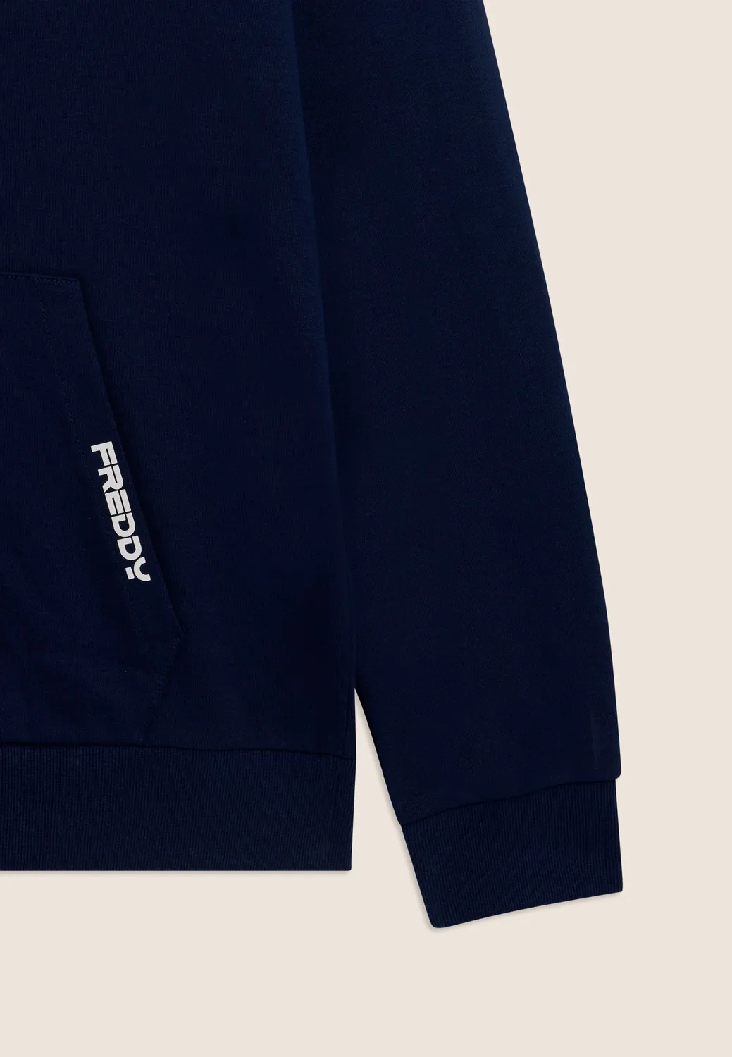 Freddy Colour Block Hoodie Pageant Blue-Bianco Kapuze Baumwolle