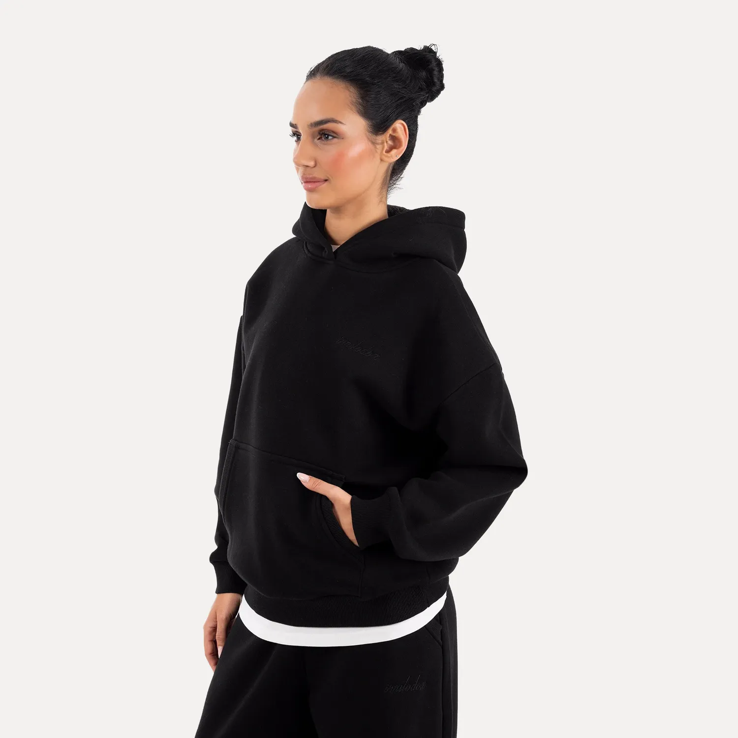 Smilodox Thalea Hoodie Damen Schwarz Kängurutasche