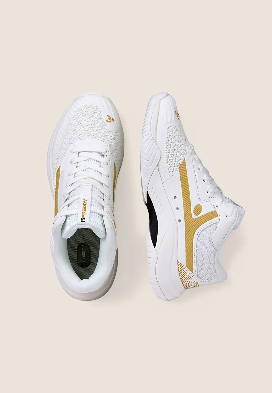 Freddy FY116 Volleyballschuhe Weiß-Gold griffig