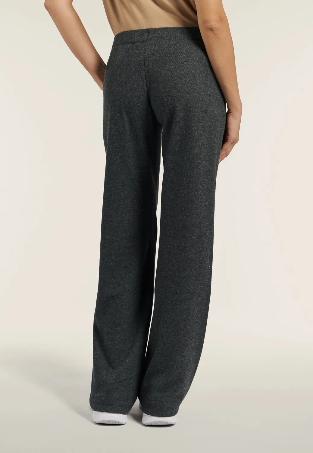 Freddy Wide Leg Jogginghose Damen Schwarz meliert