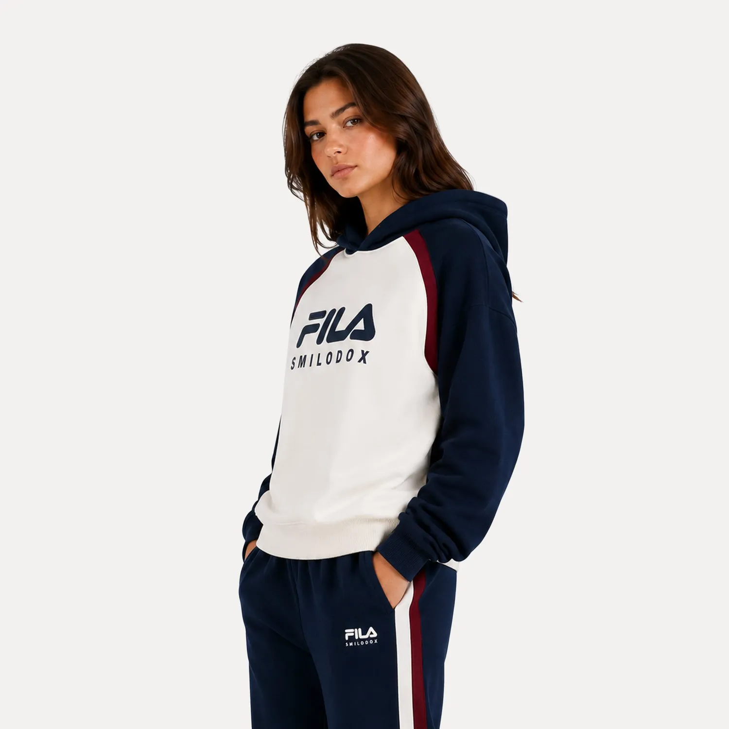Smilodox x Fila Ardea Hoodie Damen Schwarz Cropped