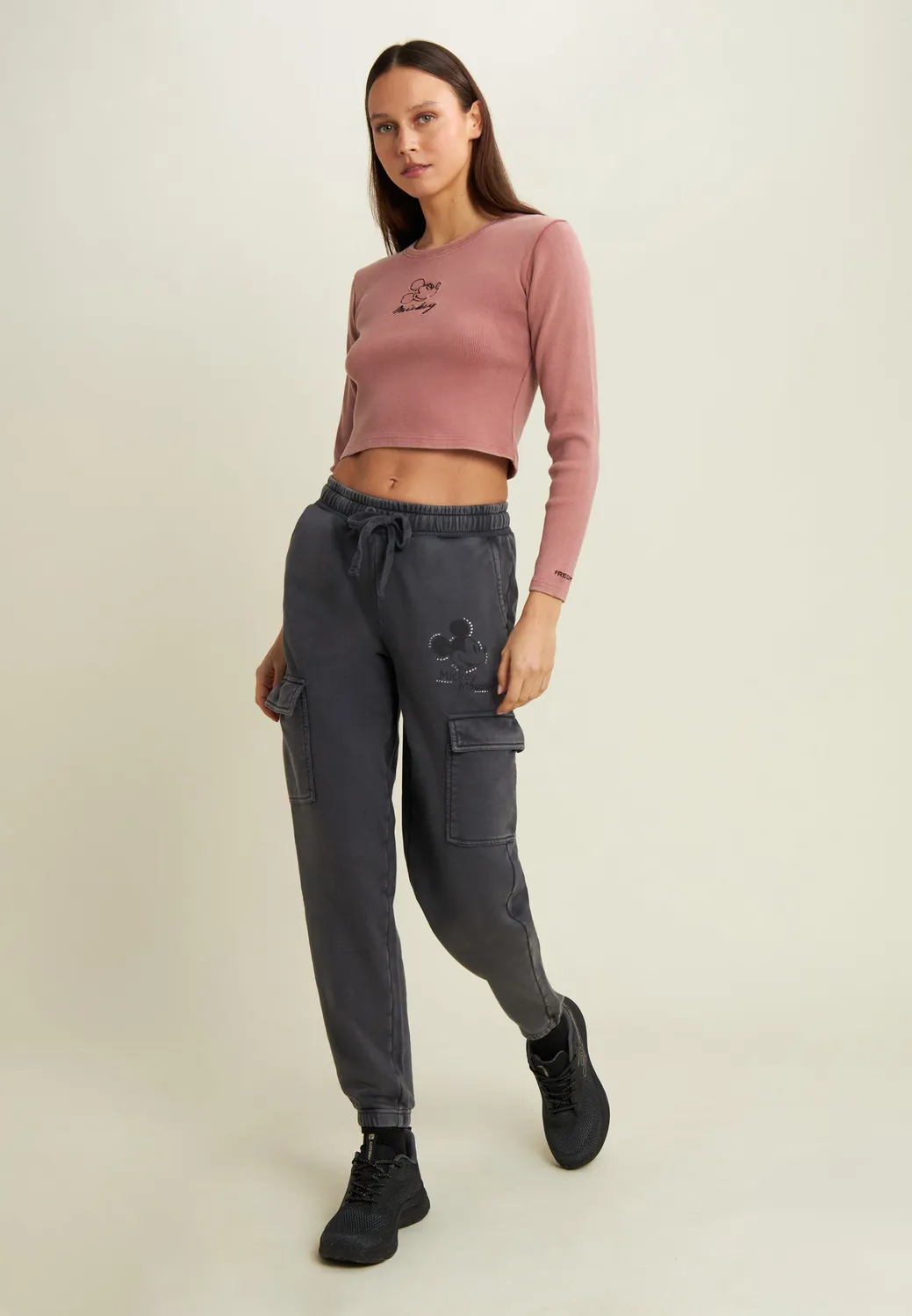 Freddy Disney Cropped Langarmshirt Crystal Gray