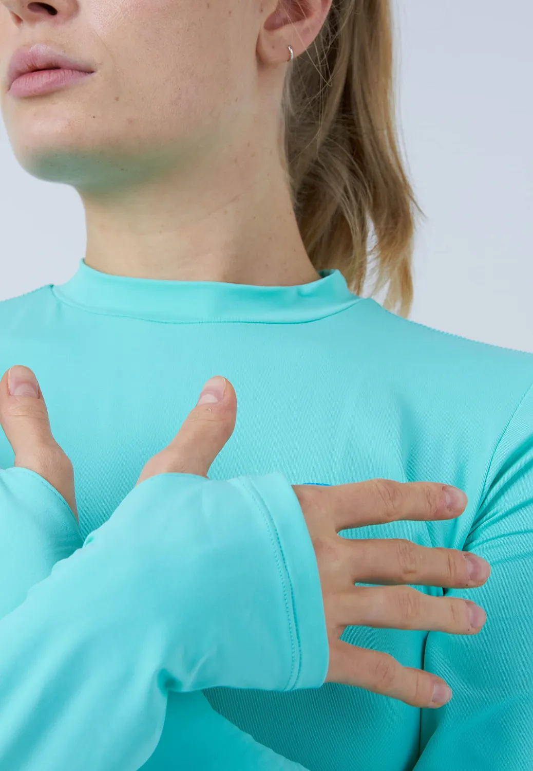 SPORTKIND Funktionsshirt Langarm Daumenloch Mint atmungsaktiv