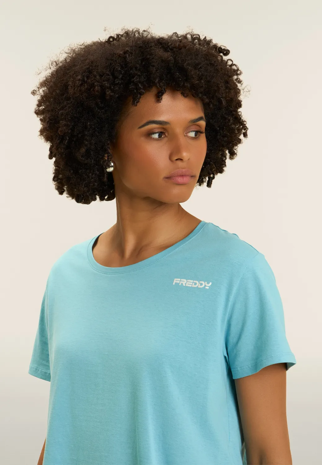 Freddy Cropped T-Shirt Baumwolle Schwarz Glitzerlogo