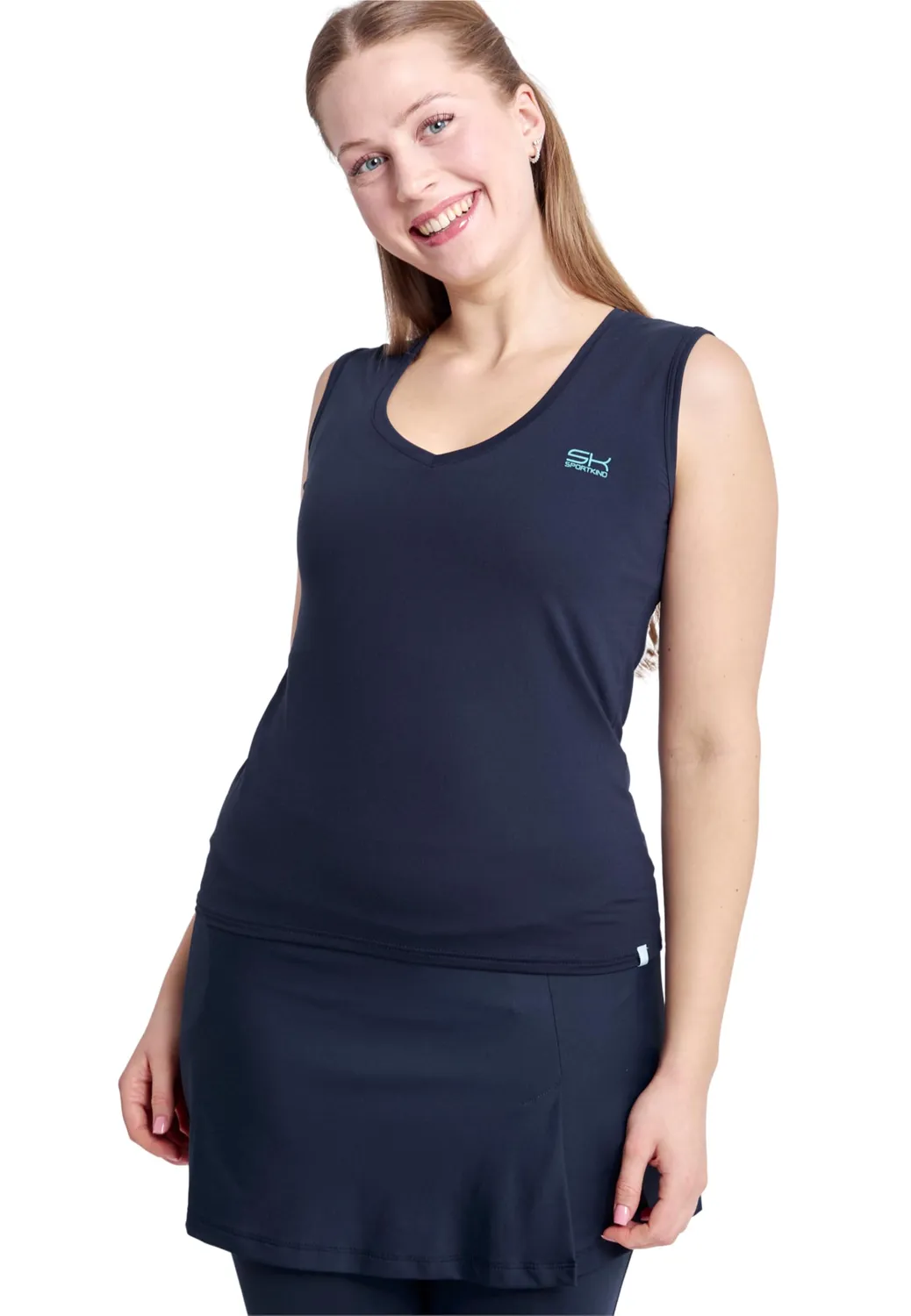 SPORTKIND Loose Fit Tanktop V-Neck Damen Top UV50+