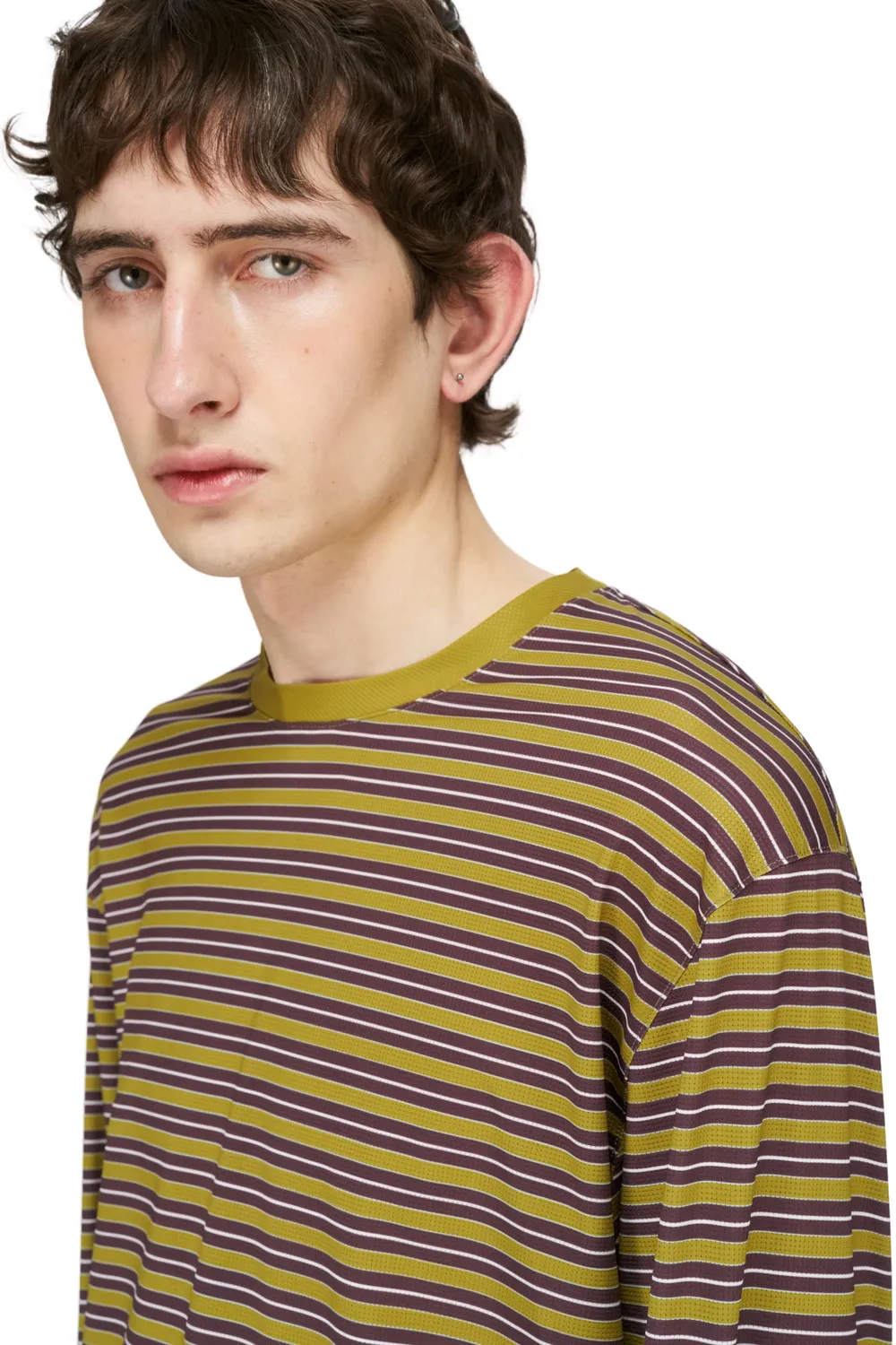 UNNA Striped LS Laufshirt Mud Gold langarm recycelt