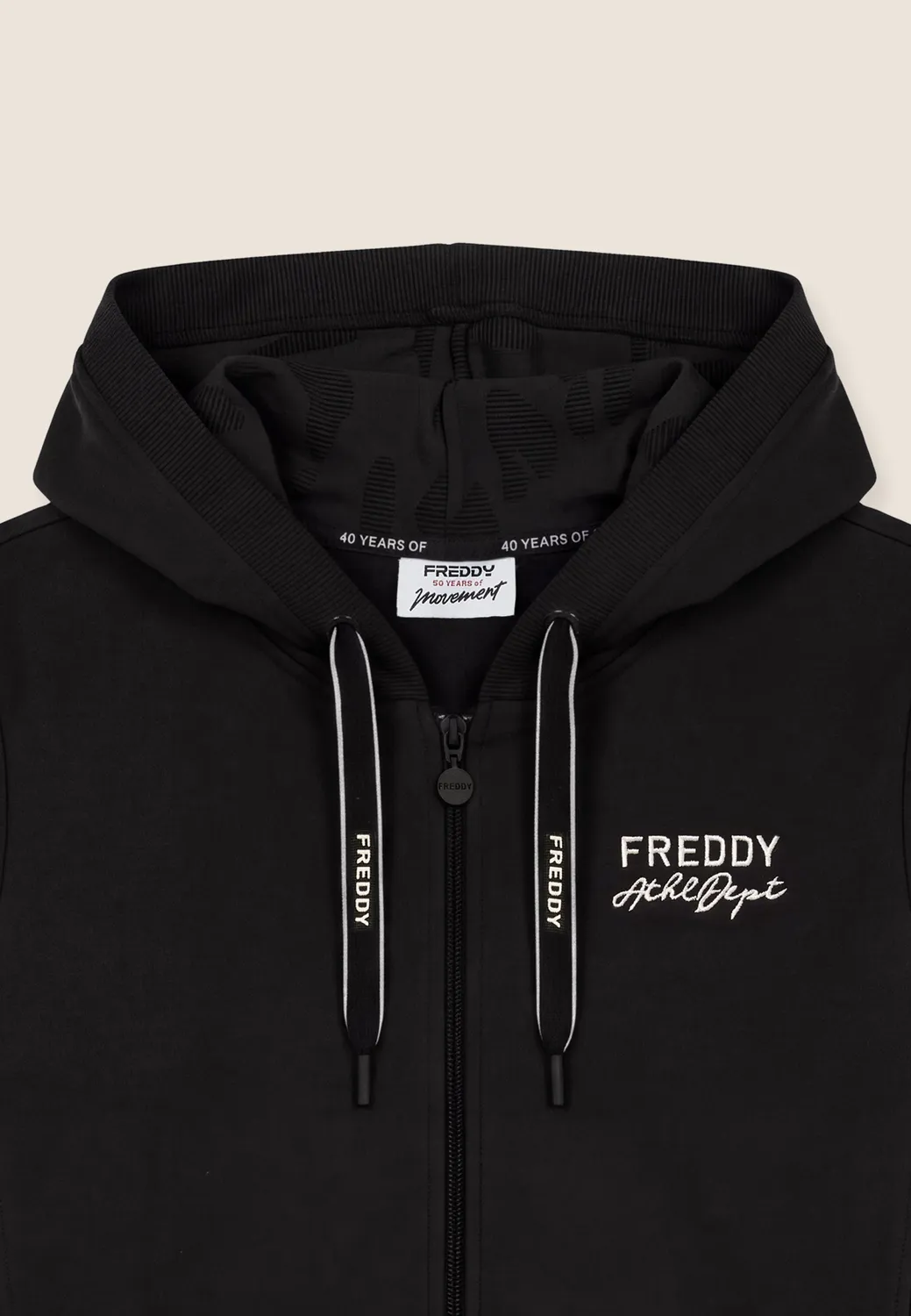 Freddy Damen Sweatjacke Zip Kapuze Schwarz Rippstrick
