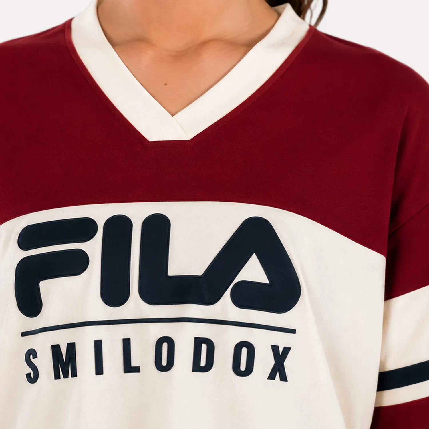 Smilodox x Fila Vetta Jersey T-Shirt Schwarz-Weiß Oversize