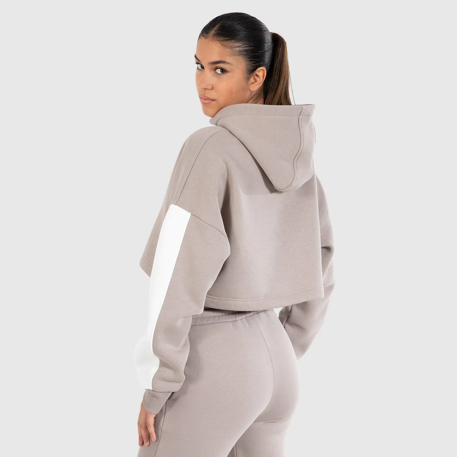Smilodox Lunara Amaya Crop-Hoodie Schwarz Oversize