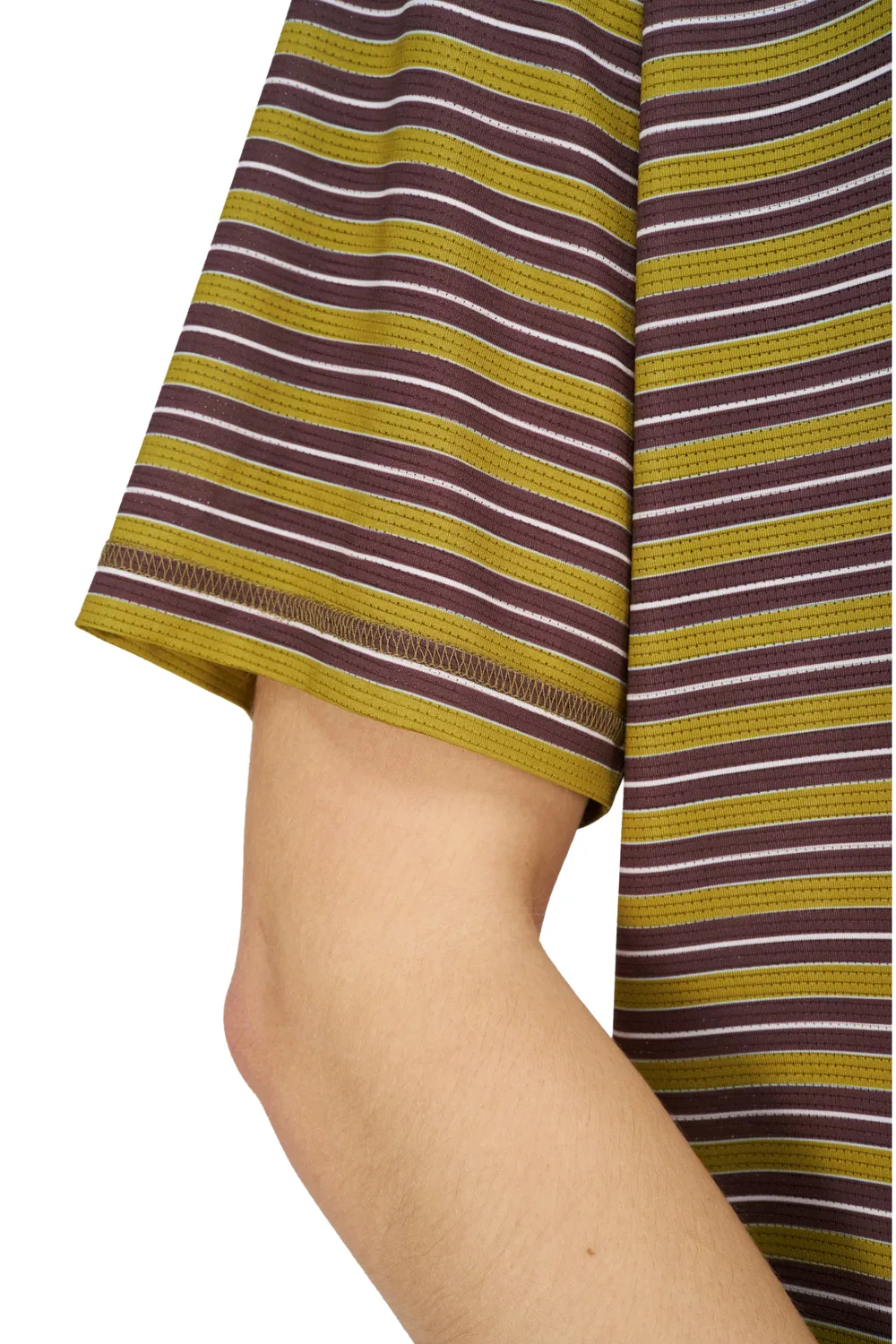 UNNA Wavy Tee Striped Laufshirt Mud Gold atmungsaktiv