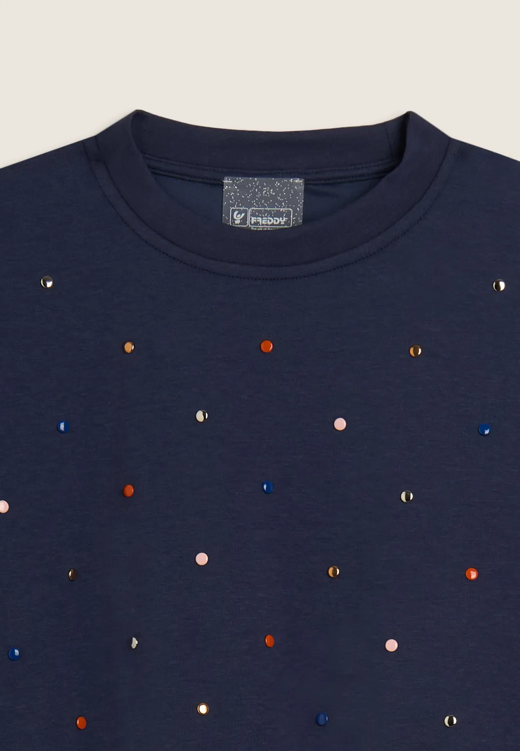 Freddy Junior Cropped Sweatshirt mit Strass Blau