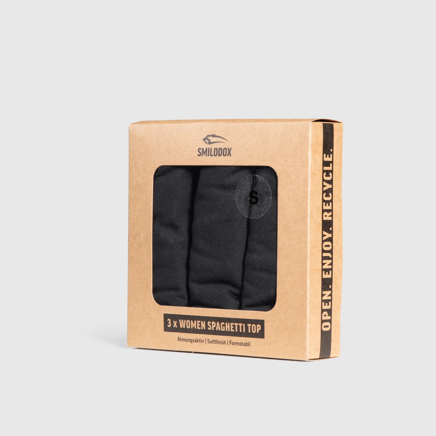 Smilodox Modal Spaghetti Top 3er Pack Schwarz atmungsaktiv