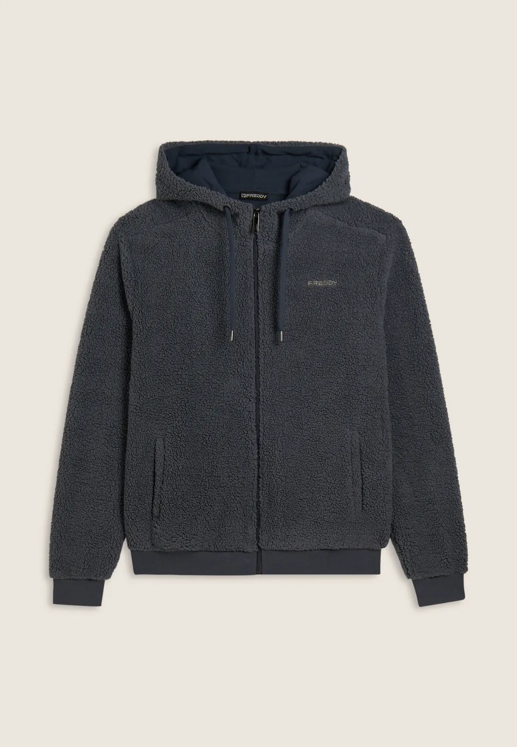 Freddy Sherpa Fleece Hoodie Herren Schwarz mit Kapuze