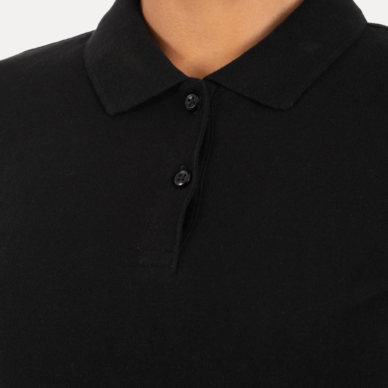 Smilodox Lunara Soreya Basic Poloshirt Schwarz Baumwolle