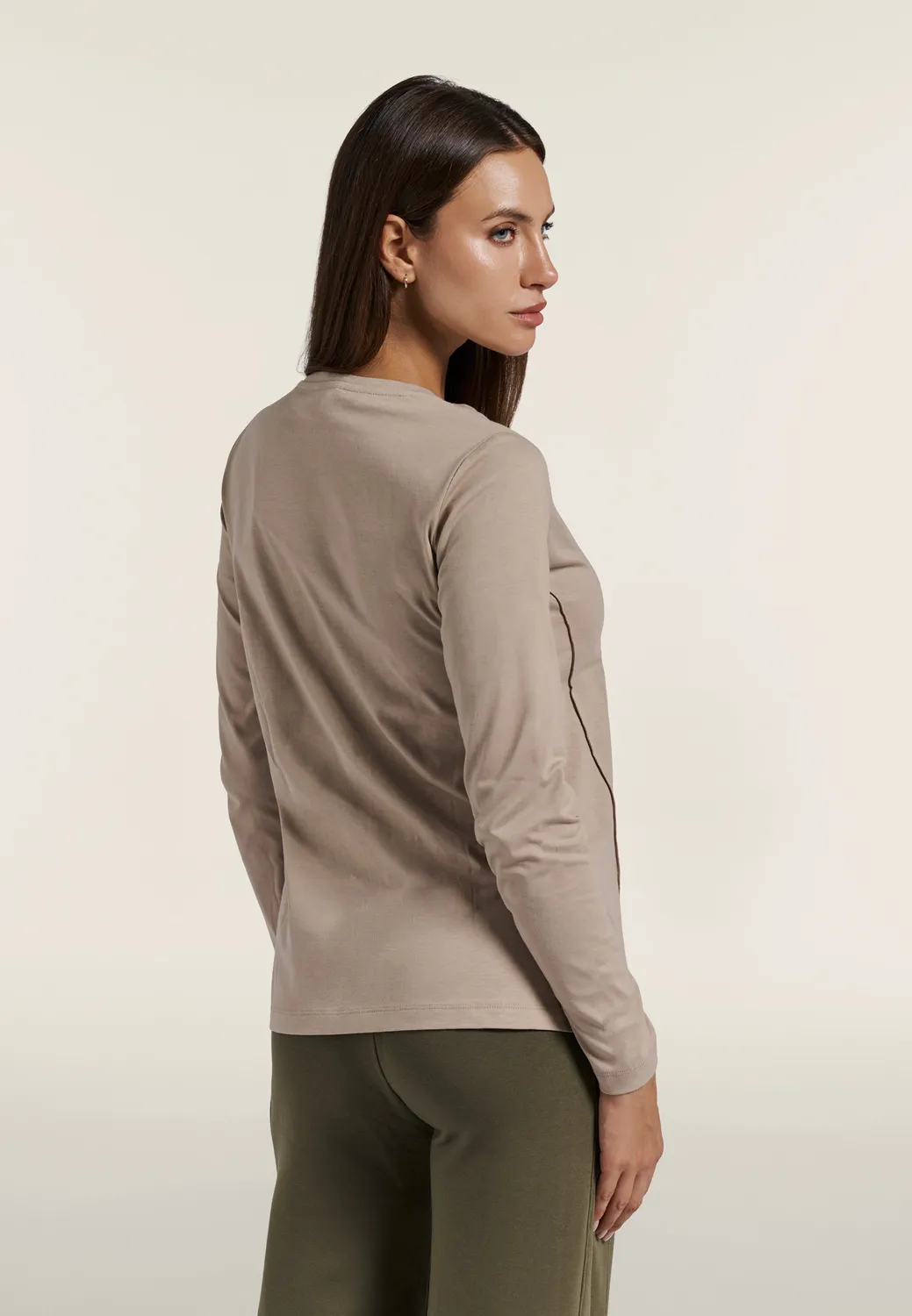 Freddy Langarmshirt Damen Schwarz mit Gold-Strass