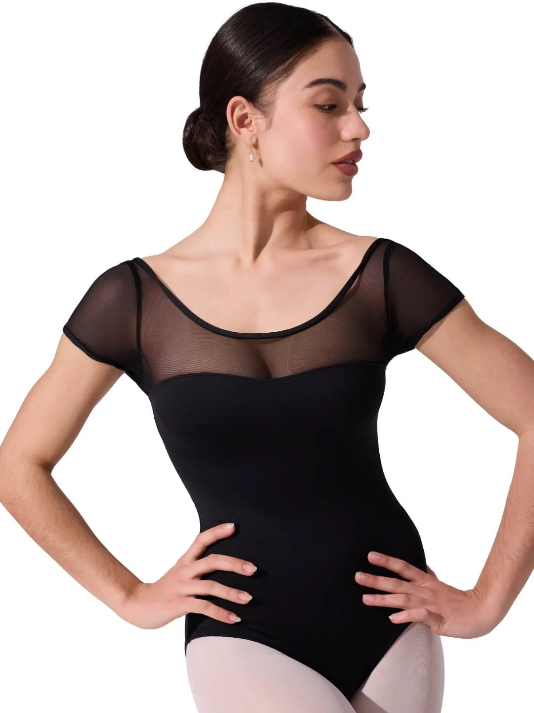 Capezio Studio SE1039W Trikot Kurzarm Teal hoher Bund