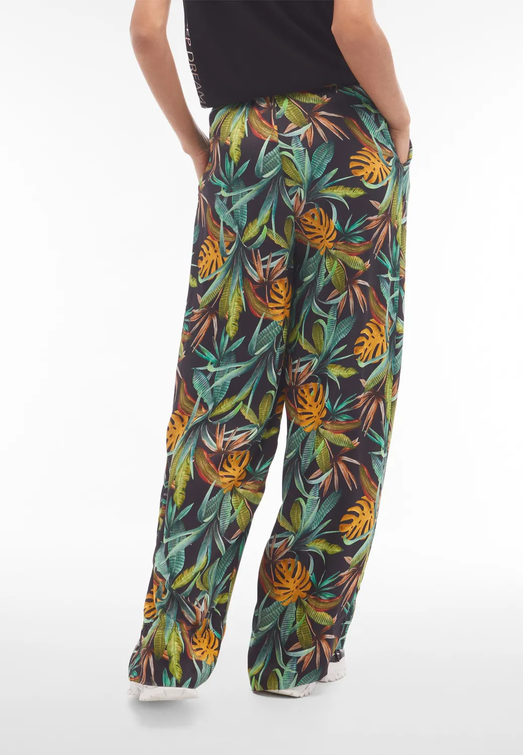 Freddy Culotte Viskose-Satin Hose Schwarz FLO64 Tropical
