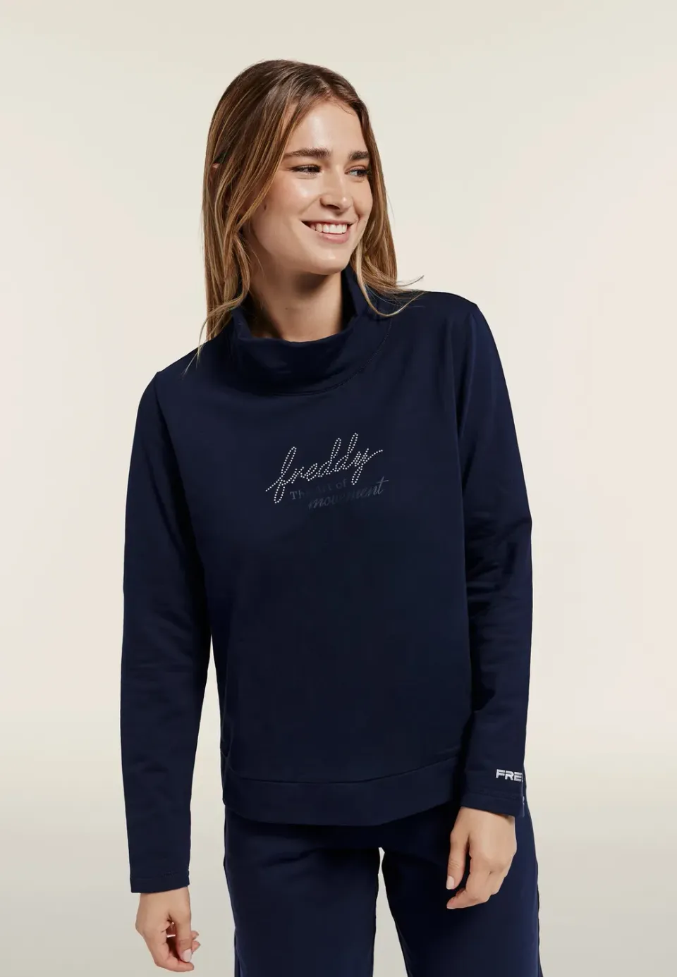 Freddy Comfort Hoodie Damen navy Perlenlogo weich